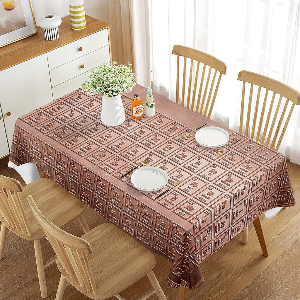 Periodic Table of Elements Rectangular Tablecloth Chemistry Topic Creative Tablecloth Decorations for Kitchen Ding Rom Party