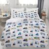 Busy Cars 100% Cotton Duvet Cover Set: Boys Vehicle Bedding, Soft Touch Twin Size To Queen Size