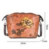 The First Layer of Cowhide One-shoulder Messenger Women's Bag, Chinese Style Rose Rose Women's Bag