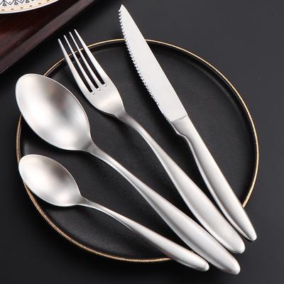Matte Silver 18/8 Stainless Steel Luxury Cutlery Set Tableware Knife Coffee Spoon Fork  Flatware Durable Dishwasher Safe