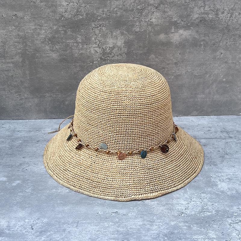 Spring And Summer Vacation Ethnic Style Lafite Grass Hand-Woven Big-Brimmed Sun Hat Women'S Foldable Casual Straw Hat Basin Hat