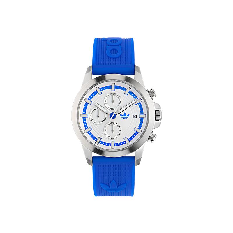 

Adidas Originals Quartz Watch Silicone Strap 43Mm White Dial Three Eye Chronograph Sports Campus Unisex watches AOFH245202I Blue