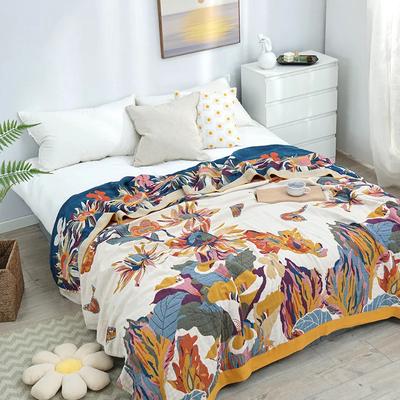 European Leisure Blanket for Beds Luxury Home Textile 100% Cotton Gauze Air-conditioning Blanket Bed Cover Soft Sheet Cool Quilt