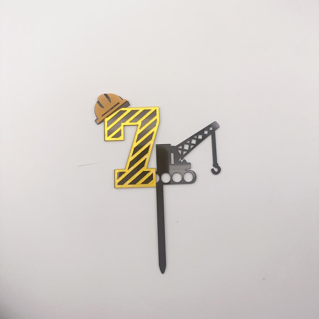1pc Acrylic  Number 1-9 Year old  Boy's Birthday Cake Topper  For Children's Birthday Party Cake Decoration