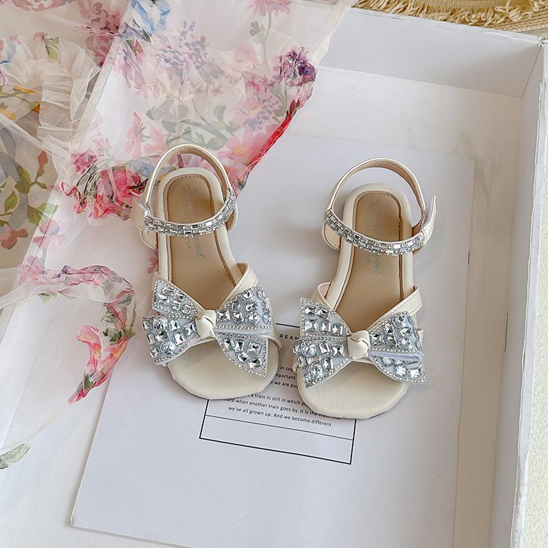 Flowing Light Crystal Princess Bowknot Summer Sandals for Girls 25
