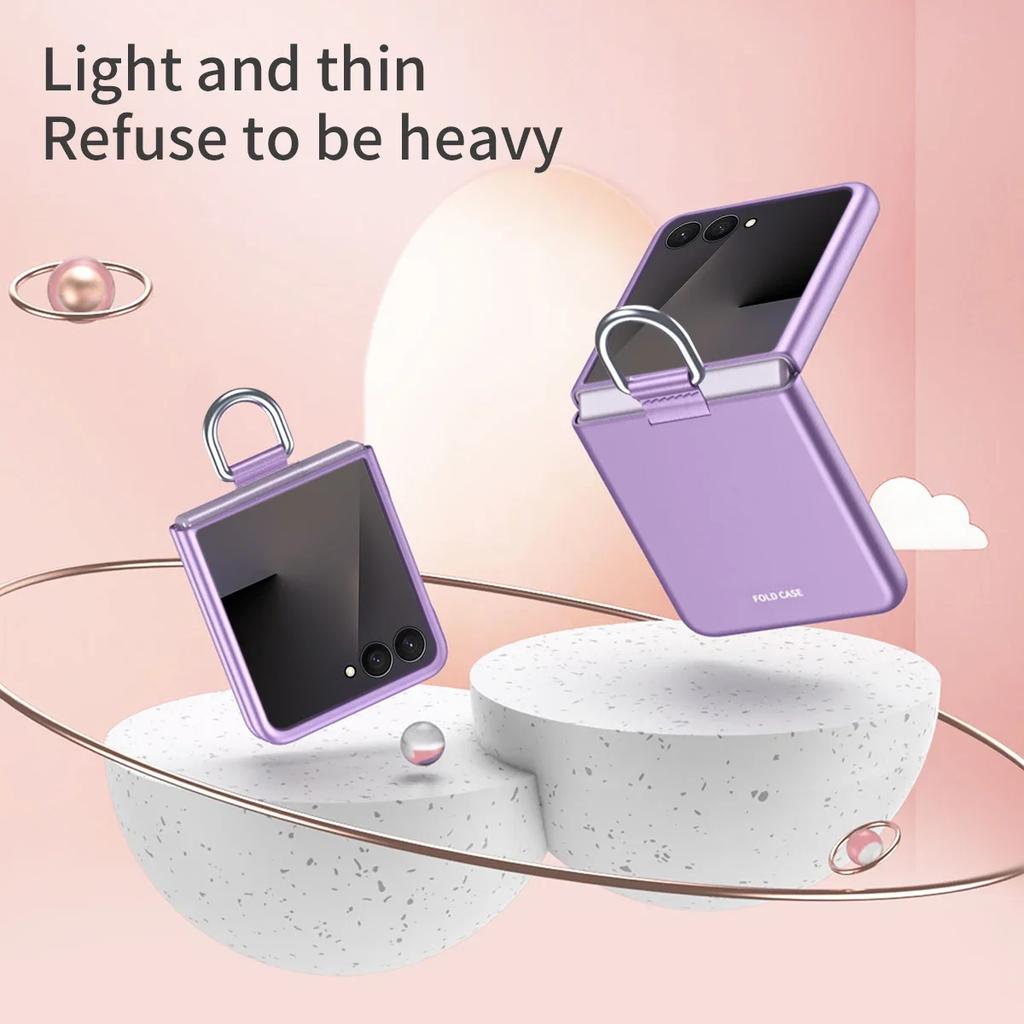 Slim Hard Frosting Ring Phone Case for Samsung Galaxy Z Flip 7 FE 6 5 4 3 Flip6 Flip5 ZFlip7 5G Protective Cover