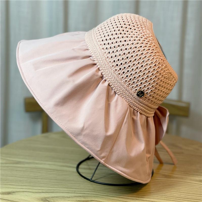 2022 Summer Wide Brim Sun Hat Women's Breathable Fishing Hat Adjustable Ponytail Sun Hat