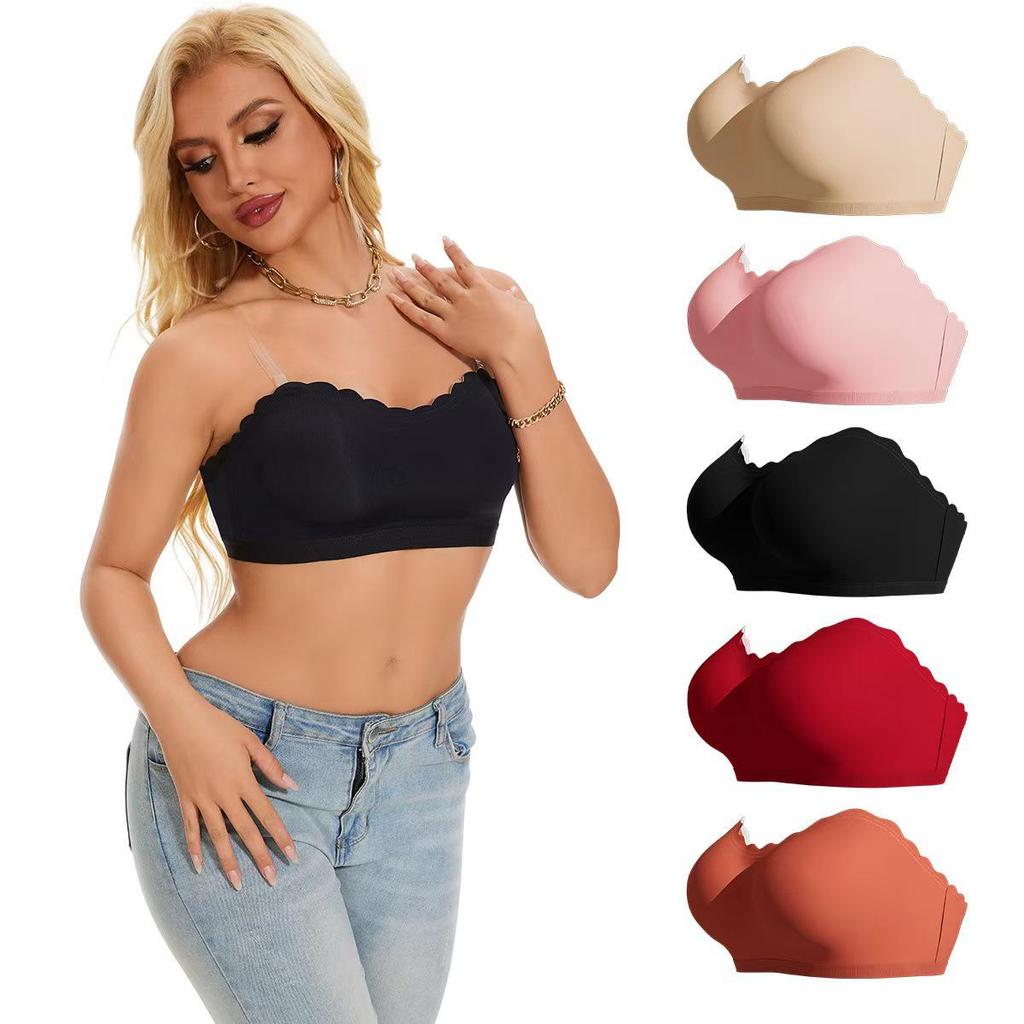 European and American Non-slip Front Buckle Strapless Invisible Bra with Beautiful Back Design