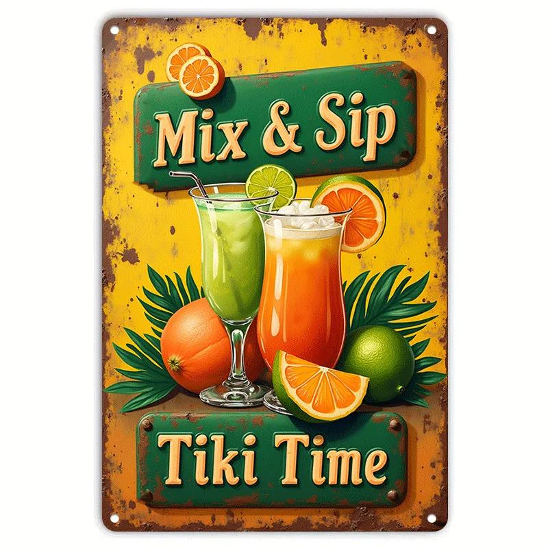 Coffee Fruit Juice Cocktails Tin Sign Art Crafts Tinplate Billboard Decor for Bar Kitchen Home Wall Plate Decor Shabby Plaques