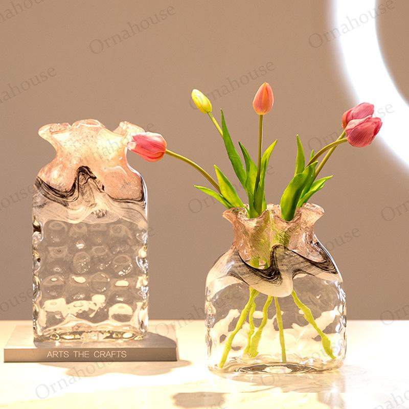 

Nordic Ice Cracking Gradient Glass Vase, Pink Ink Landscape Vase, Guest Hydroponic Flower Arrangement Decoration, Vintage Flores