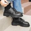 Fashion Shoes for Mens Fashion Black Business Casual Leather Shoe Big Head Derby Shoes Low Top Thick Sole Men's Shoes Zapatillas Hombre