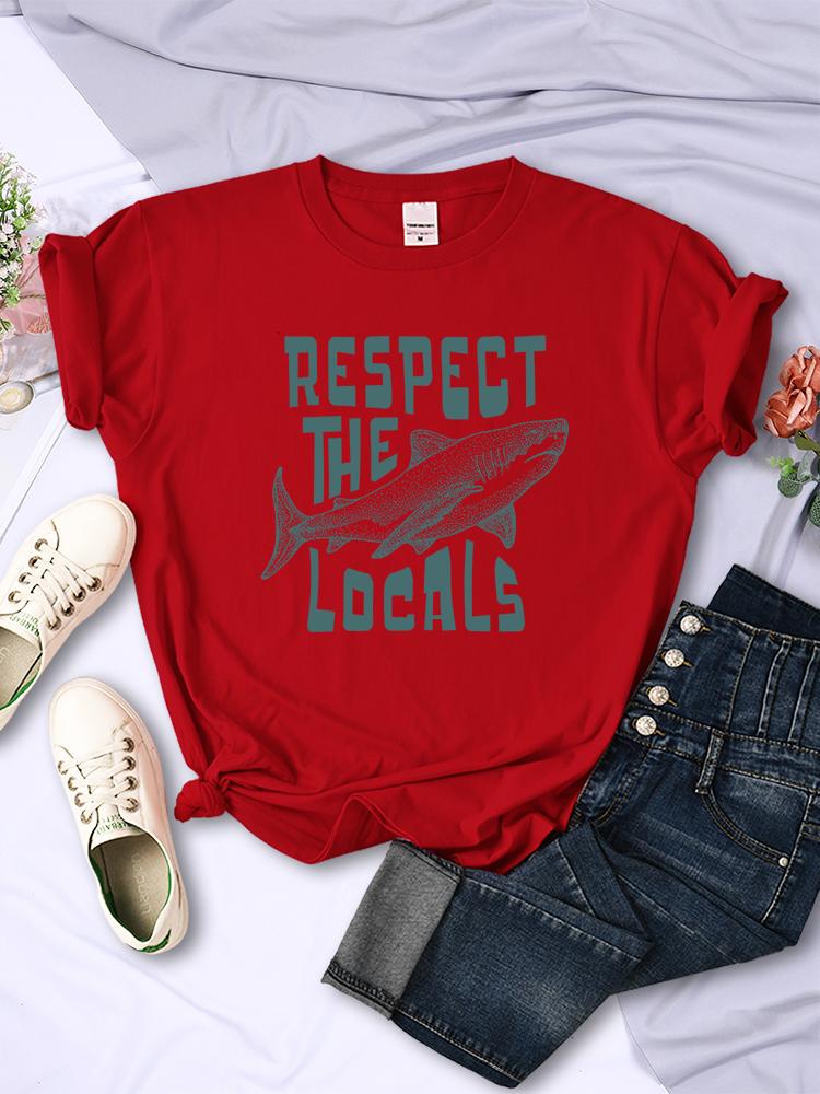 Respect The Locals Shark New 3D Prints Women Tee Clothing Casual Personality T Shirts Street Hip Hop Short Sleeve Summer Womans Tops