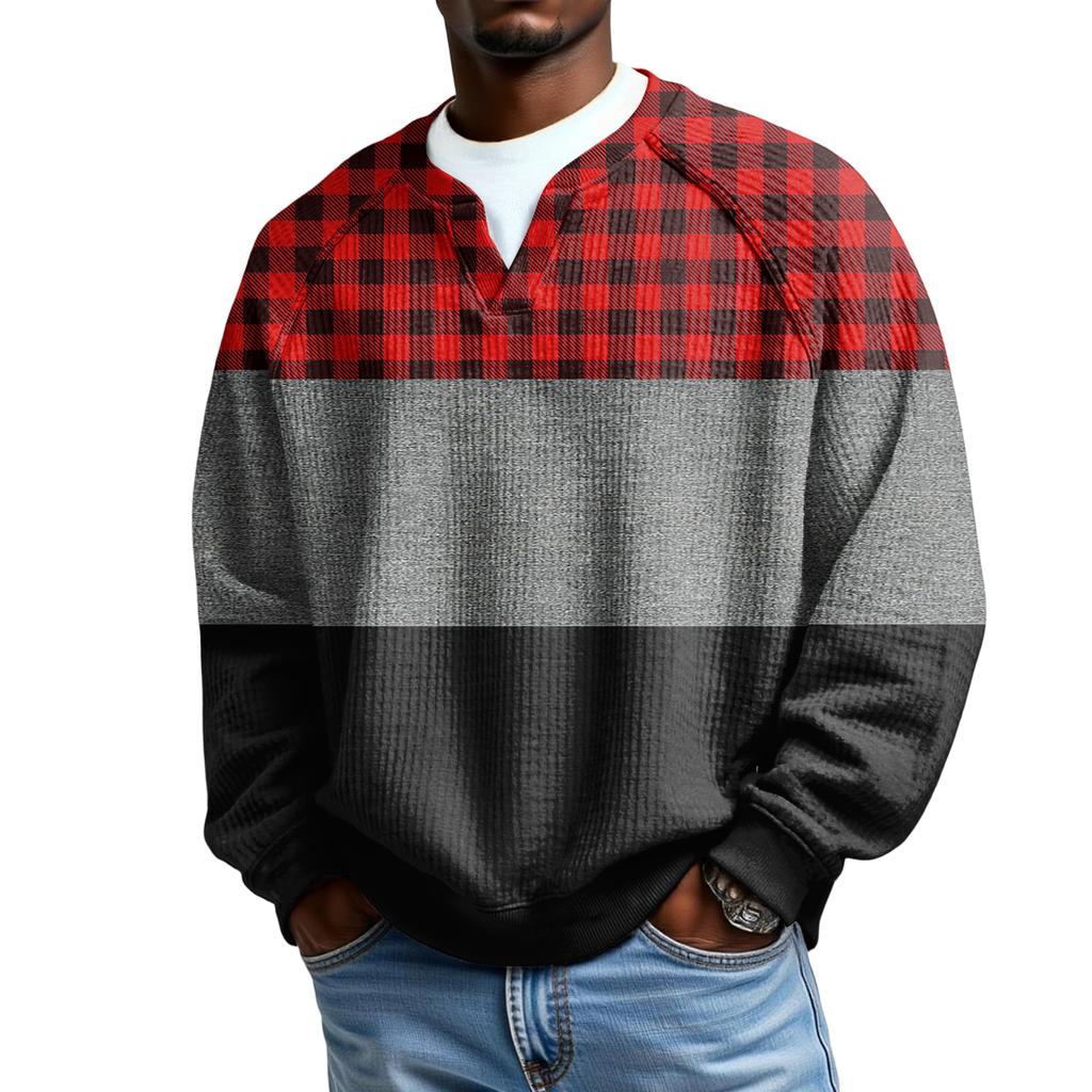 Herrfritidshuva Utomhus V-hals Vågmönster Långärmad