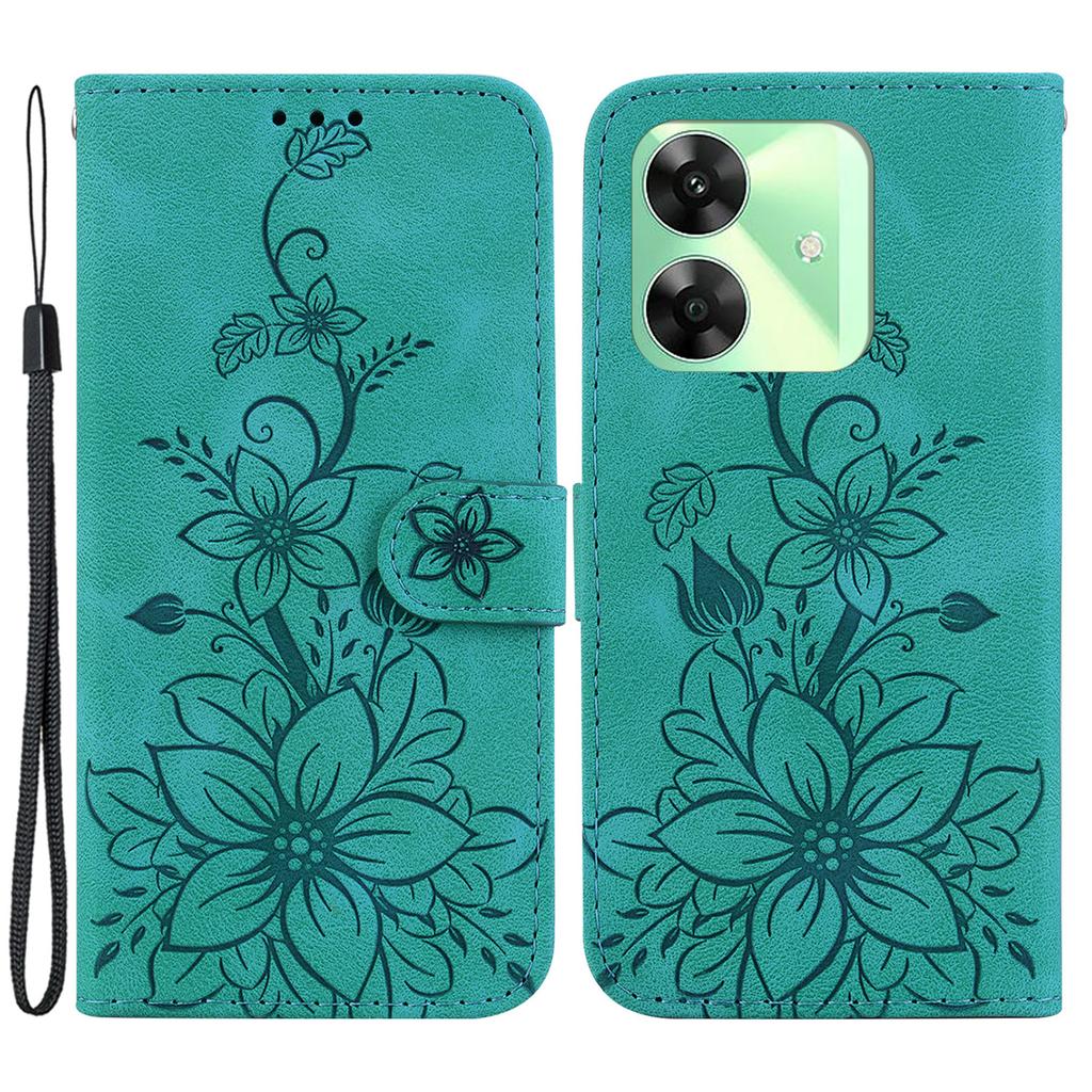 For Realme Note 60x 4G/C63 4G/C61 4G/Narzo N63 4G Stand Case Lily Flower Imprint Leather Phone Cover