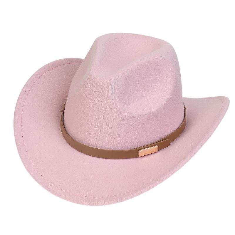 Western Cowboy Top Hat Spring And Autumn New Jazz Hat Big Brim Pentagram Belt Accessories Felt Hat Men And Women