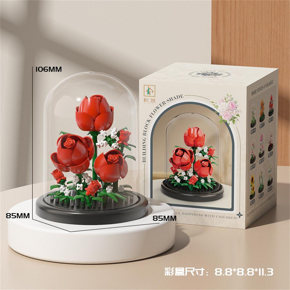 MOC Eternal Bouquet Micro Building Blocks Flower Model DIY Home Desk Plant Decoration Assemble Brick Toys For Children Gift
