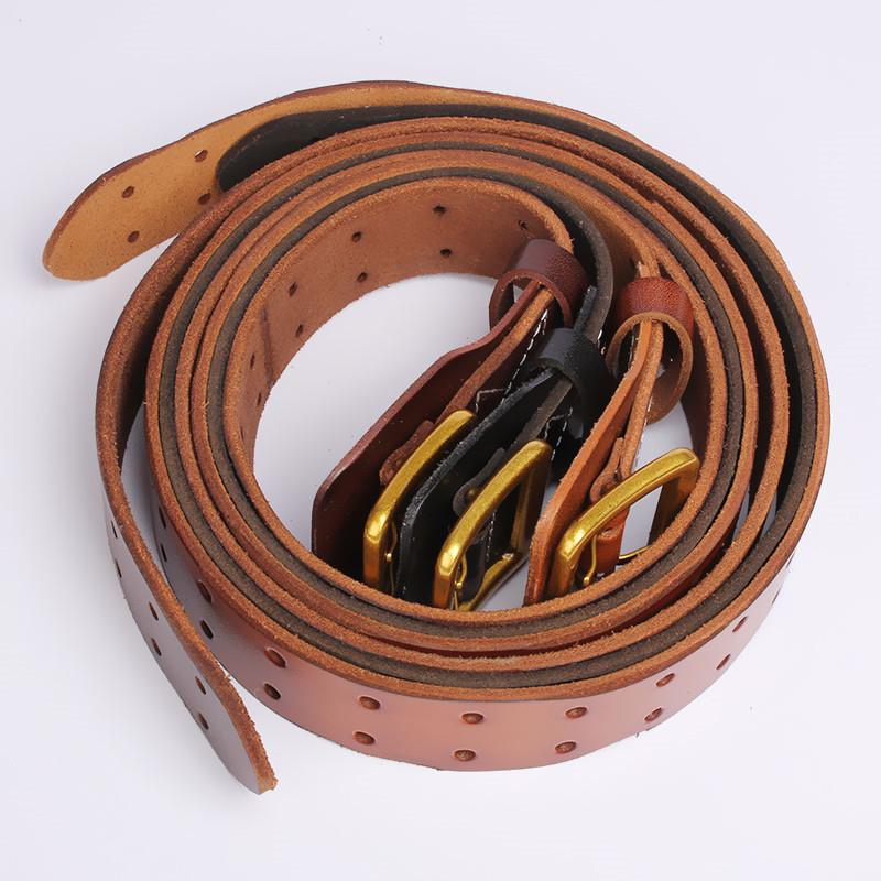Retro Cowhide Double Needle Buckle Belt for Men's Leather, New Top Layer Cowhide Jeans Belt