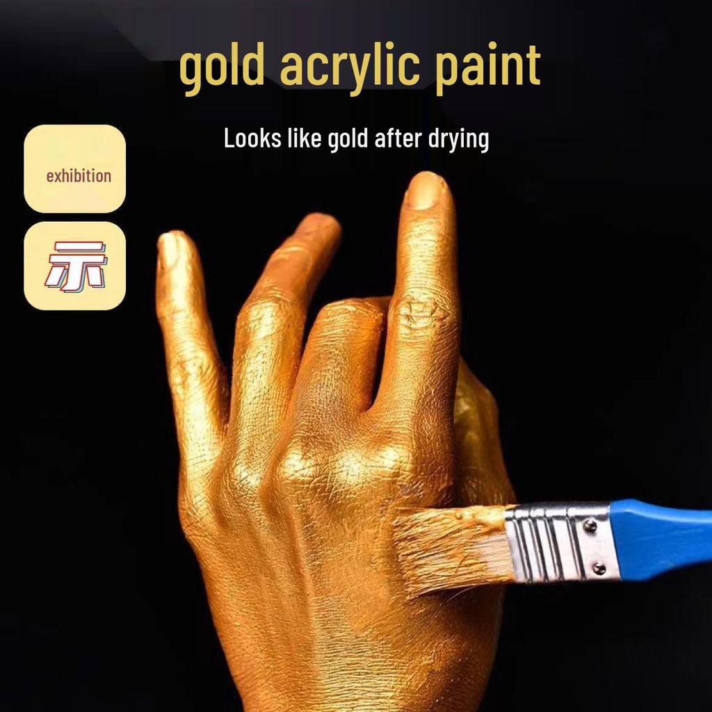 Zlatá Stříbrná Metalická Akrylová Perleťová Barva - Voděodolná, Světle Zlatá, Barvostálá pro Dětské Razítkování & Ruční Výrobky.