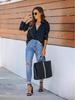 European and American Blue Ripped Skinny Pencil Jeans - In Stock