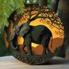Vintage Metal Wall Art Elephant Wreath Faux Cutout Office Decor Gift