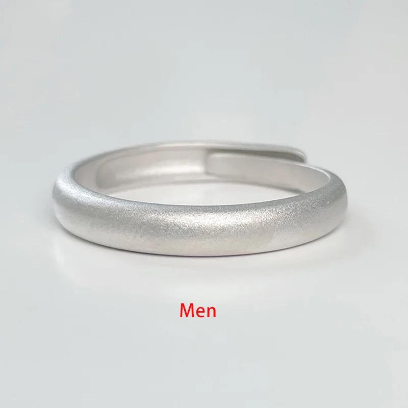 PONYKISS  Sterling Silver Minimalist Frosted Round Rings for Lovers' Trendy Adjustable Fine  Geometric Accessories