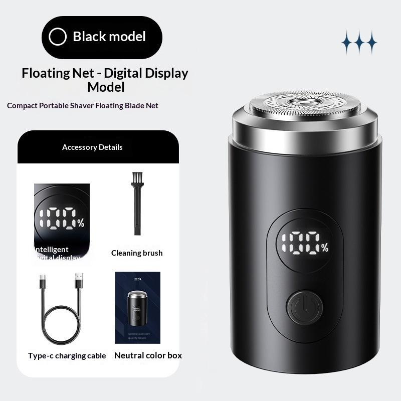New Shaver Mini Digital Display Bearer Rechargeable Washable Car Small Steel Cannon Electric Razor Men's Portable Electric Razor