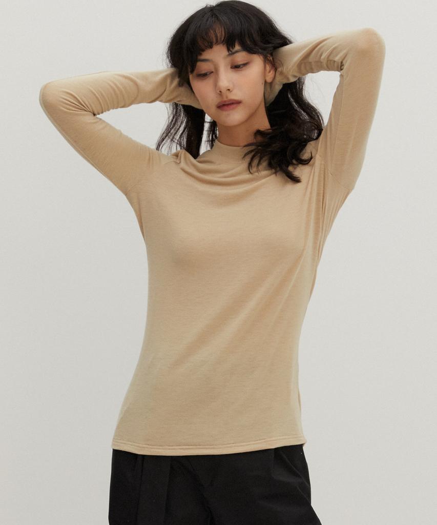 RAVEROUS Wool-Like Basic T-Shirt Beige