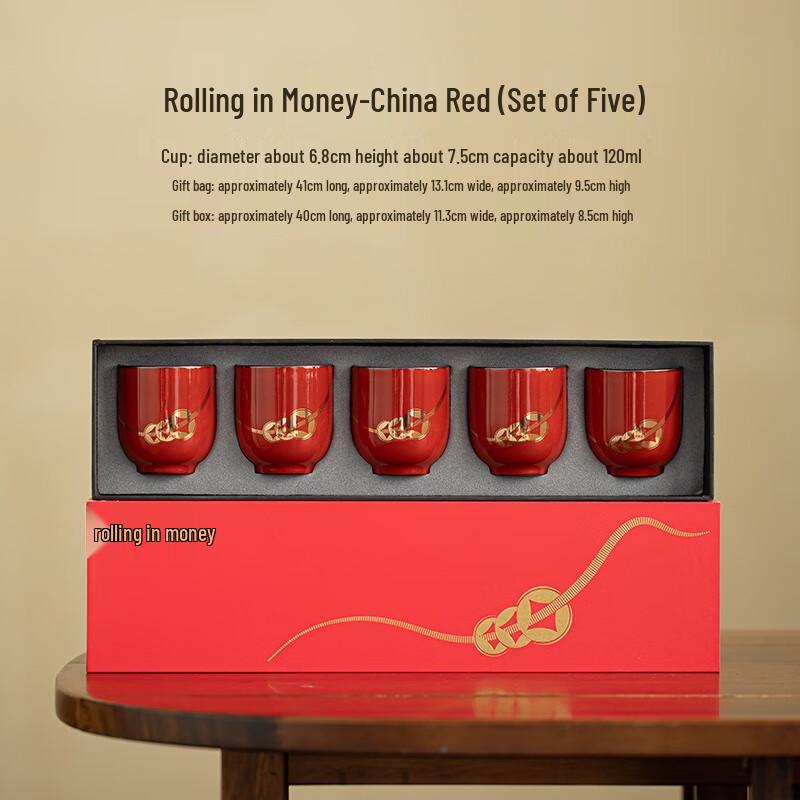 

Ailan Huijia Chinese Ceramic Prosperity Teacup Gift Box Set