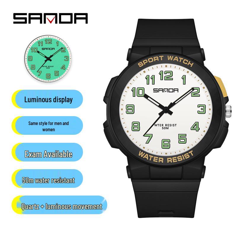 Silent Luminous Waterproof Quartz Wristwatch for High School Students