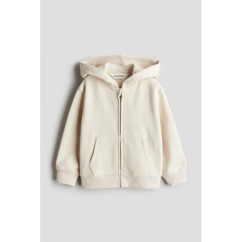 

H M Zip Up Cotton Hoodie Cream