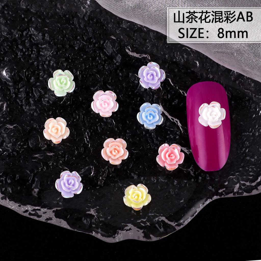 Nail Art Resin Camellia White Rose Ornament Nail Ice Transparent Three-Dimensional Light Changing Flower Accessories