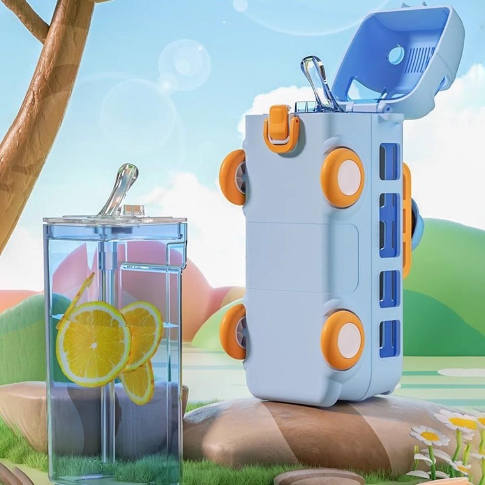 Removable Baby Bus Water Bottle with Shoulder Strap Kid's Water Bottle  School
