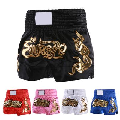 Muay Thai Boxing Shorts Women Men Training Fighting Kickboxing Trunks Wide Elastic