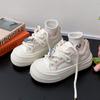 Leather Platform White Shoes Women's 2025 New Mesh Breathable Mesh Shoes Sweet Versatile Student Casual Lightweight Board Shoes