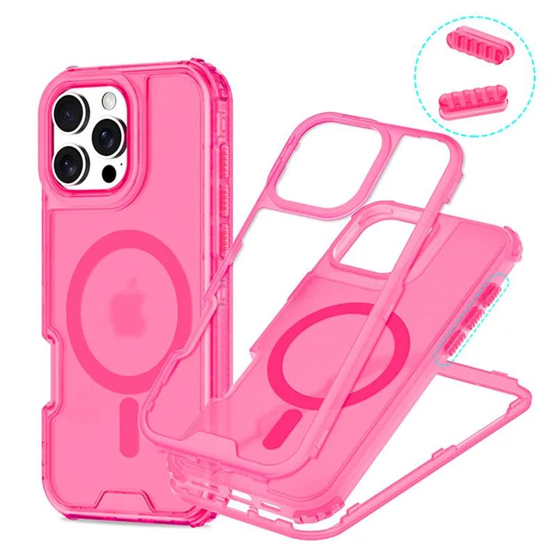 Rugged 3in1 Magnetic Heavy Duty Protective Case IPhone 17 16 15 14 Plus 13 12 Pro Max for Magsafe Impact Resistant Mobile Cover