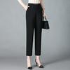 Mom's Ice Silk Elastic High-Waist Loose Straight-Leg Pants for Middle-Aged and Elderly Women - Cool, Casual, Nine-Point Length.