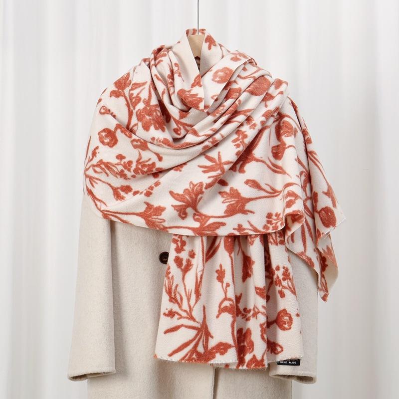 

Сушеные цветы 70 Новый Осенне-зимний Приятный к коже и теплый Имитация кашемира Принтованный шарф Способный Универсальная шаль 70*180cm оранжевый