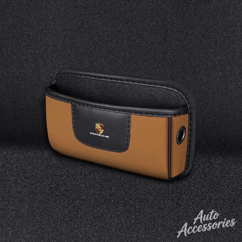 hbcr1 Car Interior Leather Storage Pocket Organizer Bag Seat Tidying Box For Porsche Cayenne Panamera Macan 911 Taycan Boxster sticker