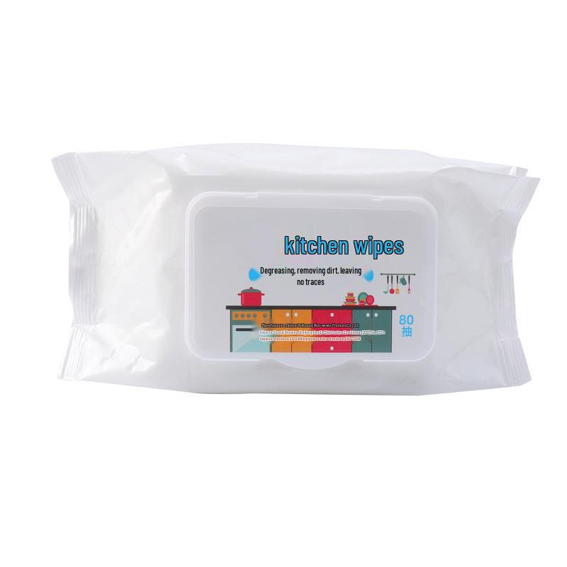 Extra-Large Kitchen Oil Removal Wet Wipes with Drawstring for Powerful Range Hood Cleaning