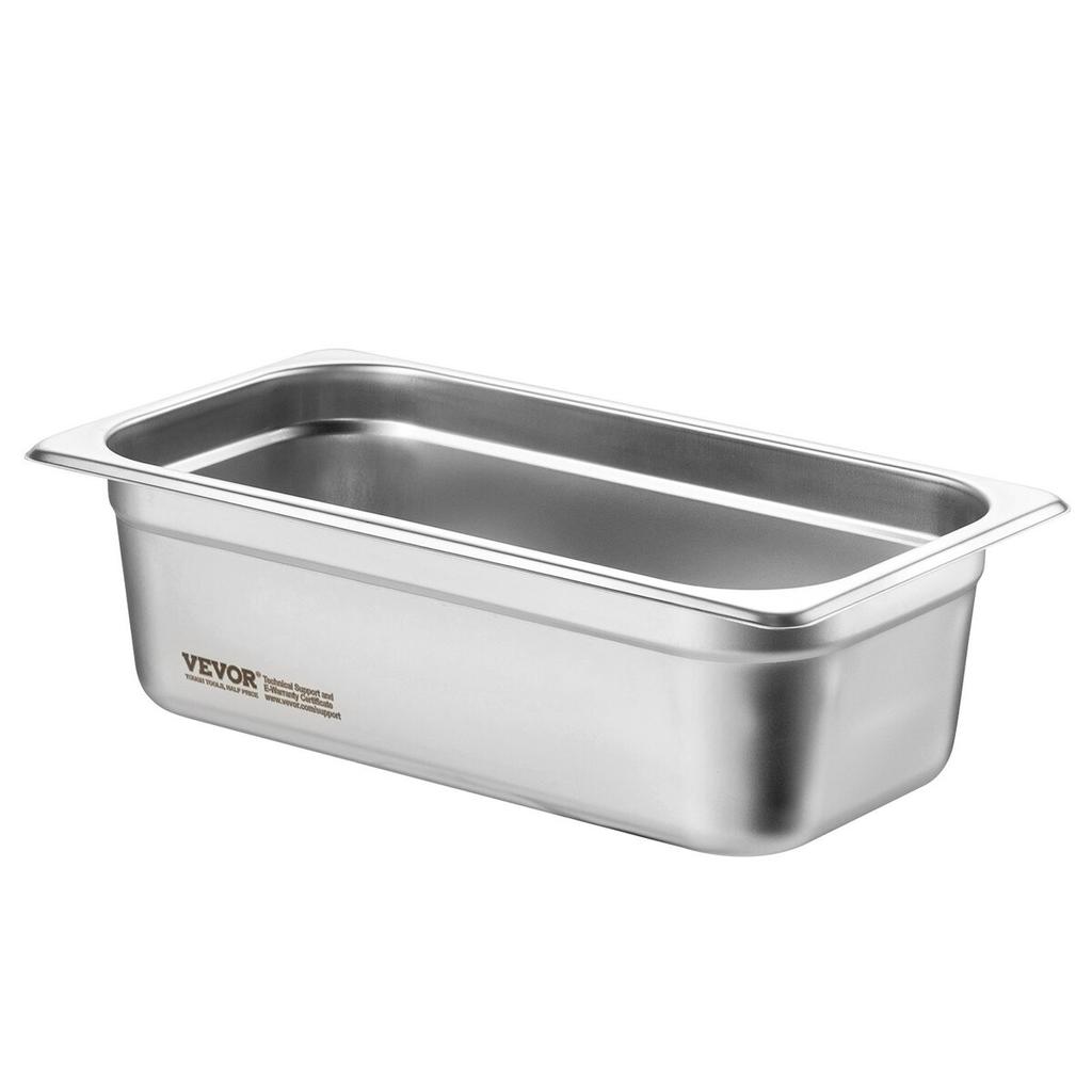 6 Pack 1/3 Size Hotel Pans Steam Table Pan Stainless Steel 4" Deep