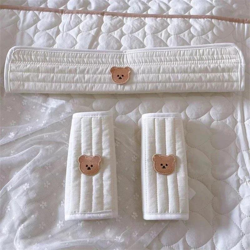 3pcs Baby Stroller Front Armrest Protective Cover Cotton Trolley Towel Children's Drool Towel Kids Seat Bib Stroller Accessories