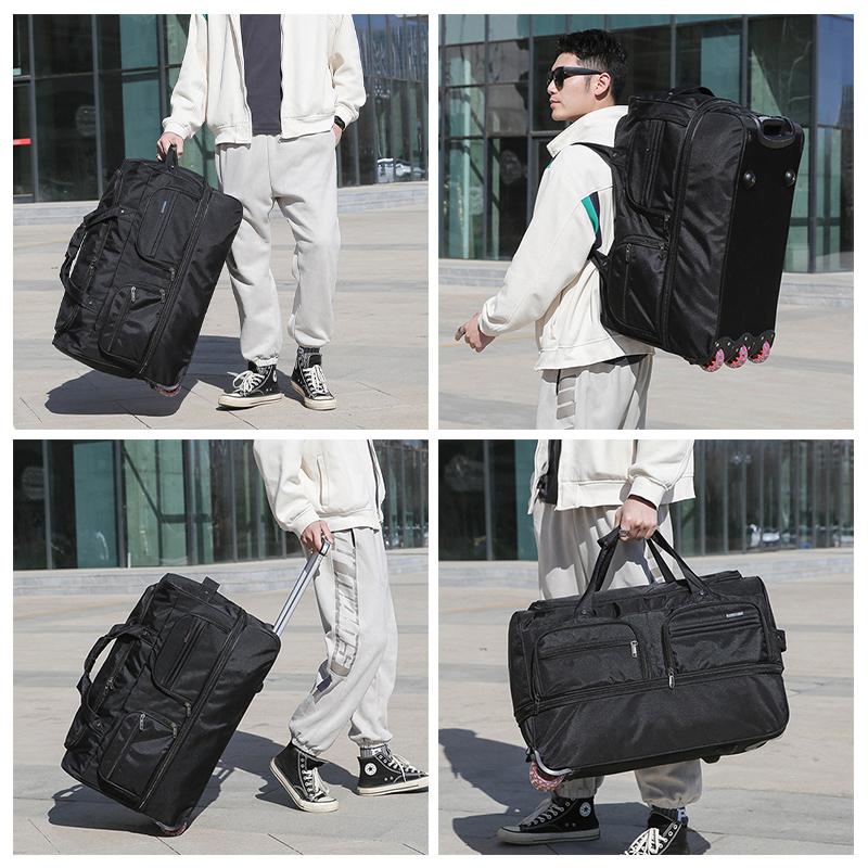 Reisetasche mit erhöhter Kapazität, multifunktionale, zusammenklappbare und erweiterbare Gepäcktasche für College-Studenten, Trolley-Tasche für lange Strecken