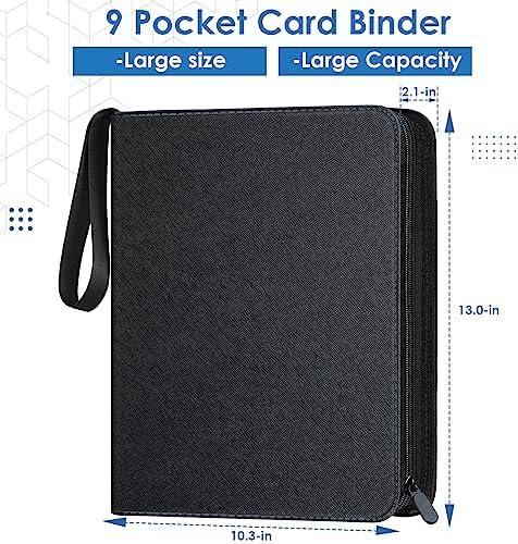 900 Pocket Trading Card Binder - 9-Pocket Black Card Album with Acid-Free Pages for Standard Sport & Game Cards - Durable Card Storage Binder
