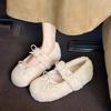 Women Fur Flats Shoes Bow Suede Casual New Loafers Fashion 2026 Fashion Trend Winter Short Plush Walking Shoes Woman Shoes
