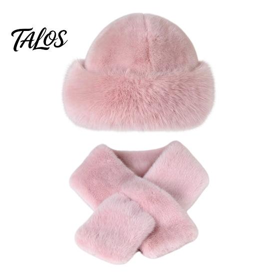 Warm Winter Accessories for Women Imitation Mink Fur Hat And Scarf Set, Soft Fluffy Solid Coordinated Outfit Set Color Outfits, Comfortable