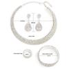 Bride's wedding dress - silver four-row necklace, earrings, elastic wristbands, elastic rings - a set of 4 items