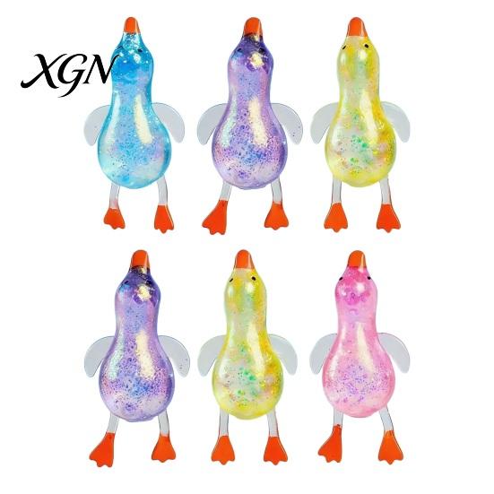 Stretchy Duck Squeeze Toy 2/3/6Pcs Mini Glitter Transparent Lying Anxiety Relief Slow Rising Sensory Stress Ball Animal Shape