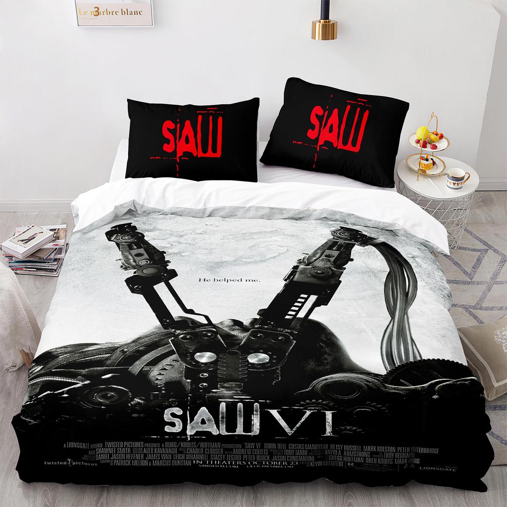 Chainsaw Fright Bedding Set Single Twin Full Queen King Size Halloween Bed Set Aldult Kid Bedroom Duvet cover Sets 3D Print 011