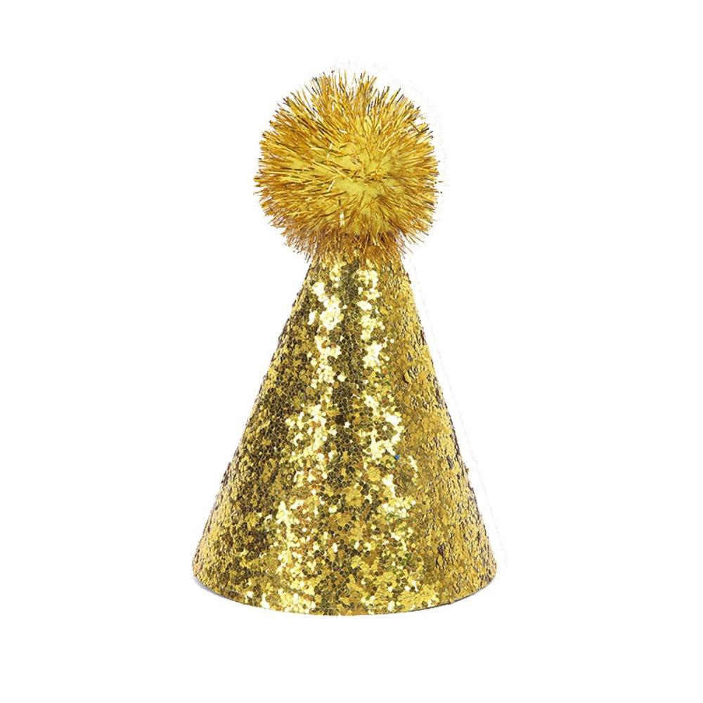 Creative Glitter Dog Birthday Hat Shiny Colorful Hairball Cat Party Cap Cute Adjustable Pet Headband Hats