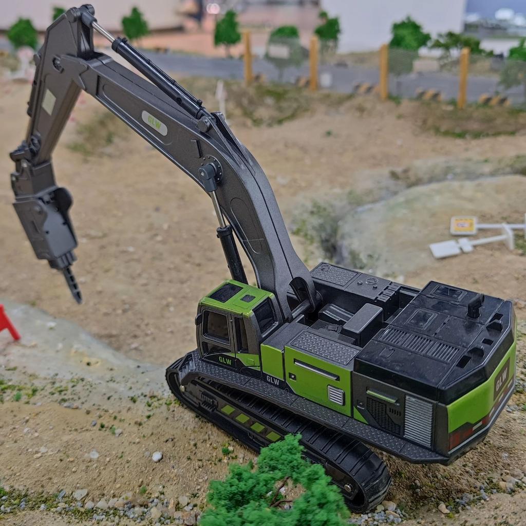 1:55 Excavator Diecasts Children Toy Boys Simulation Alloy+Plastic Crawler Engineering Vehicle Hand Hook Machine Model Gifts